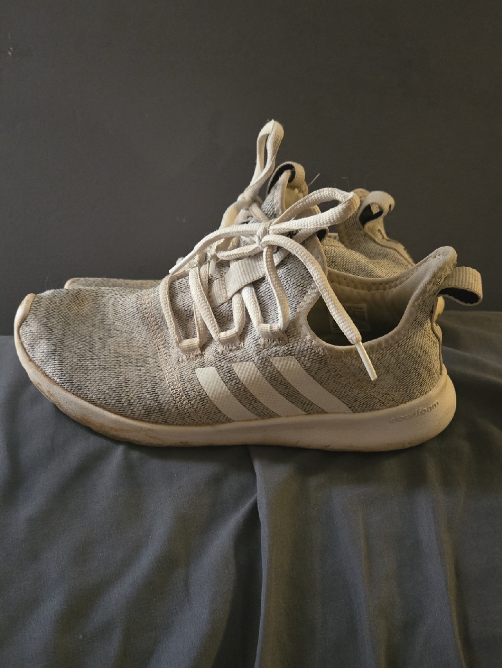 adidas Light Gray Knit Runner Sneakers